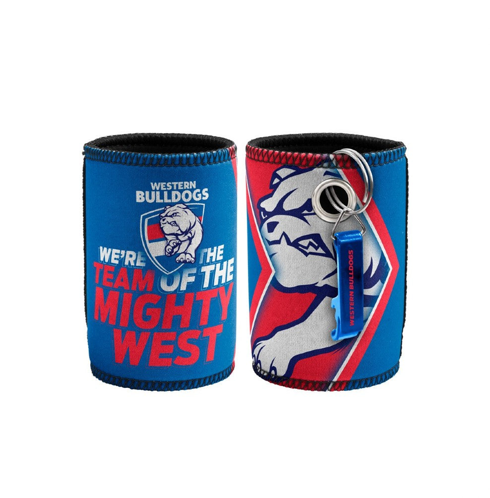 WESTERN BULLDOGS AFL STUBBY HOLDER WITH BOTTLE OPENER