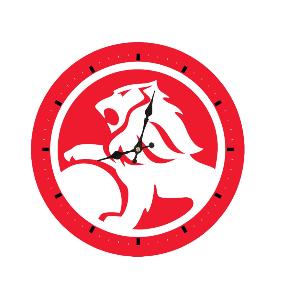 HOLDEN RED LION ROUND METAL CLOCK