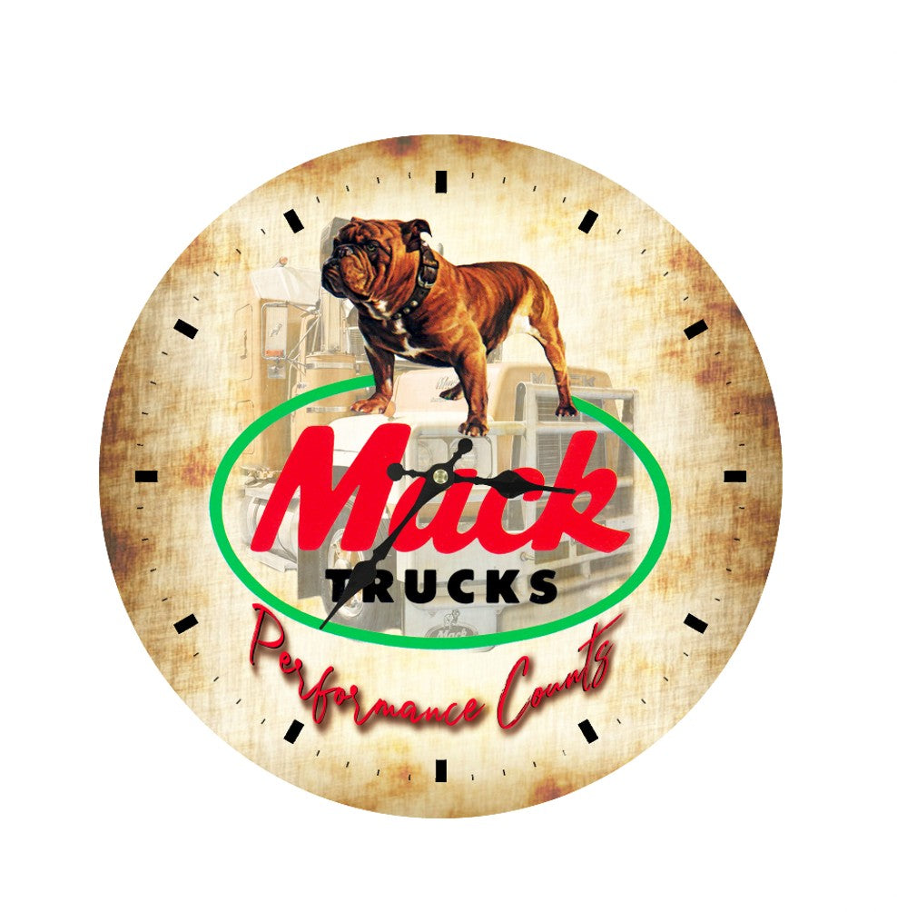 MACK TRUCKS ROUND METAL CLOCK