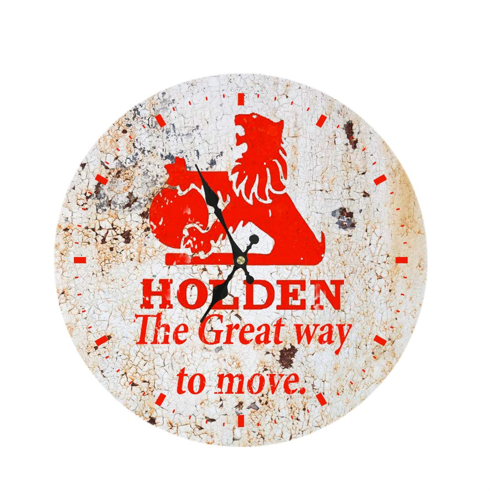RED HOLDEN ROUND METAL CLOCK