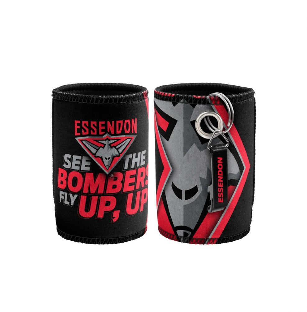 ESSENDON AFL STUBBY HOLDER WITH BOTTLE OPENER