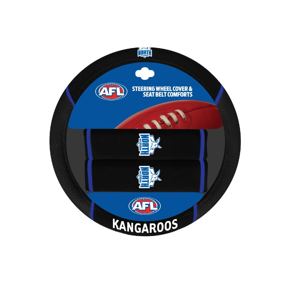 AFL STEERING / BELT COVER SETS NORTH MELBOURNE ONE SIZE