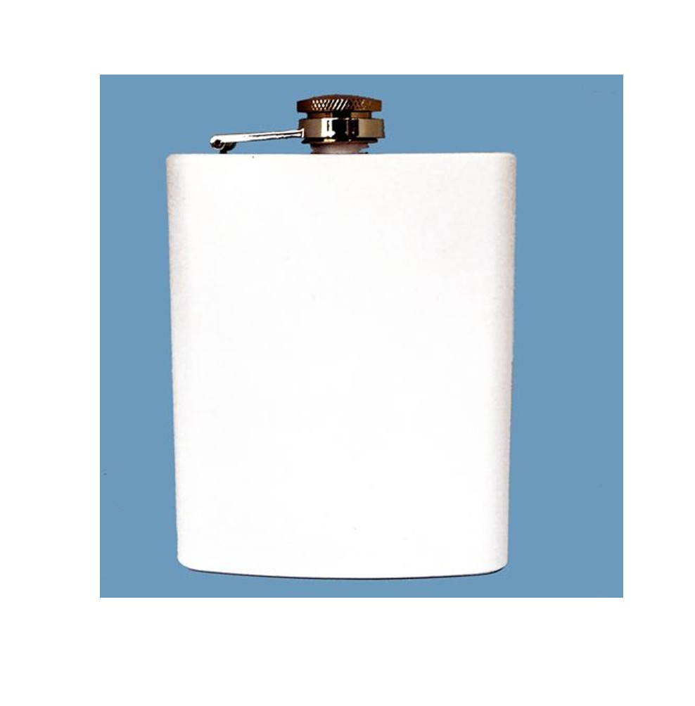 WHITE BADGED HIP FLASK