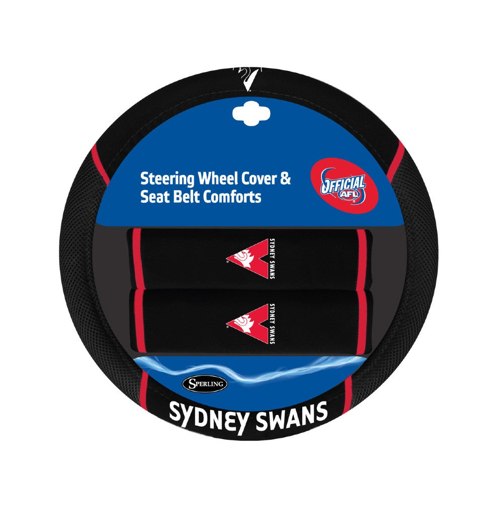 AFL STEERING / BELT COVER SETS SYDNEY SWANS ONE SIZE