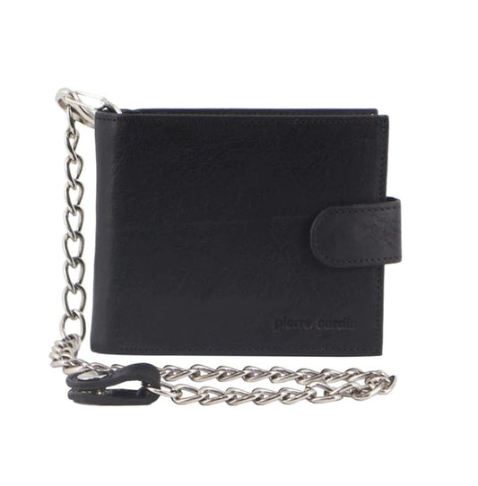 PIERRE CARDIN RUSTIC LEATHER MENS WALLET WITH CHAIN