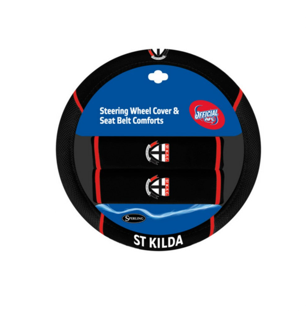 AFL STEERING / BELT COVER SETS ST KILDA ONE SIZE