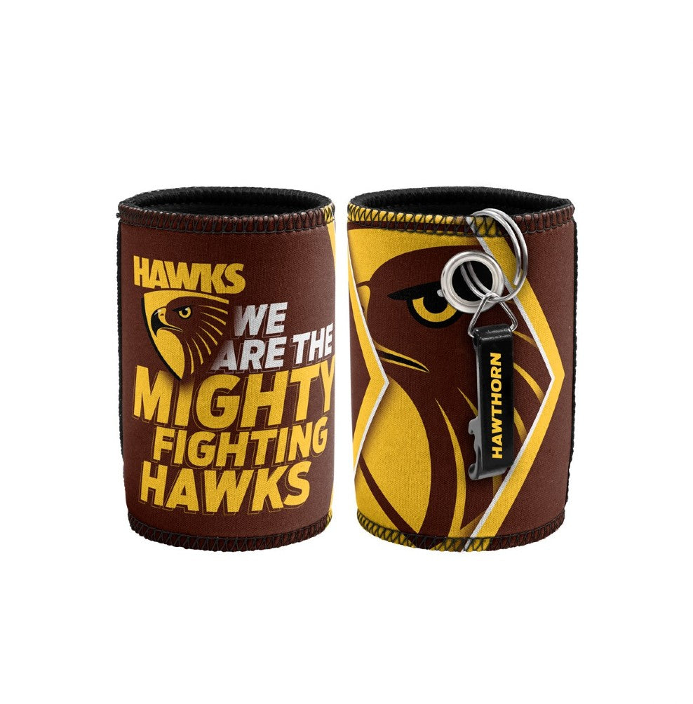 HAWTHORN AFL STUBBY HOLDER WITH BOTTLE OPENER