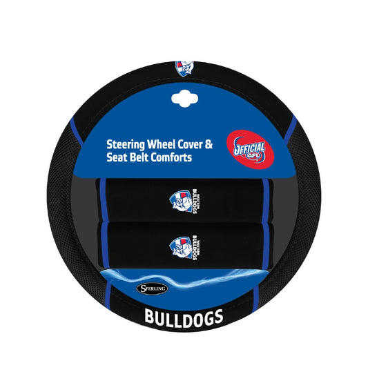 AFL STEERING / BELT COVER SETS WESTERN BULLDOGS ONE SIZE
