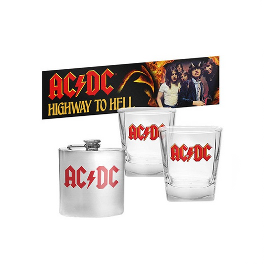 AC/DC GLASSES, FLASK & BAR MAT