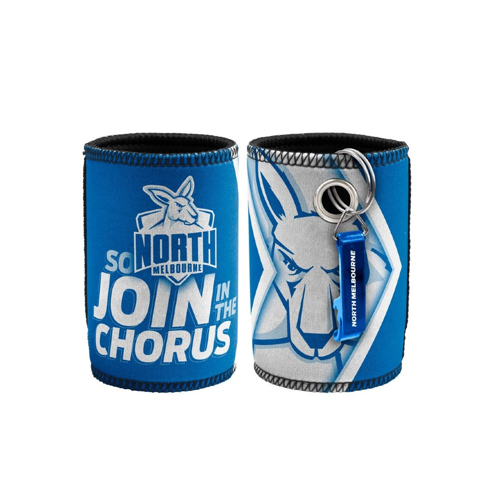 NORTH MELBOURNE AFL STUBBY HOLDER WITH BOTTLE OPENER