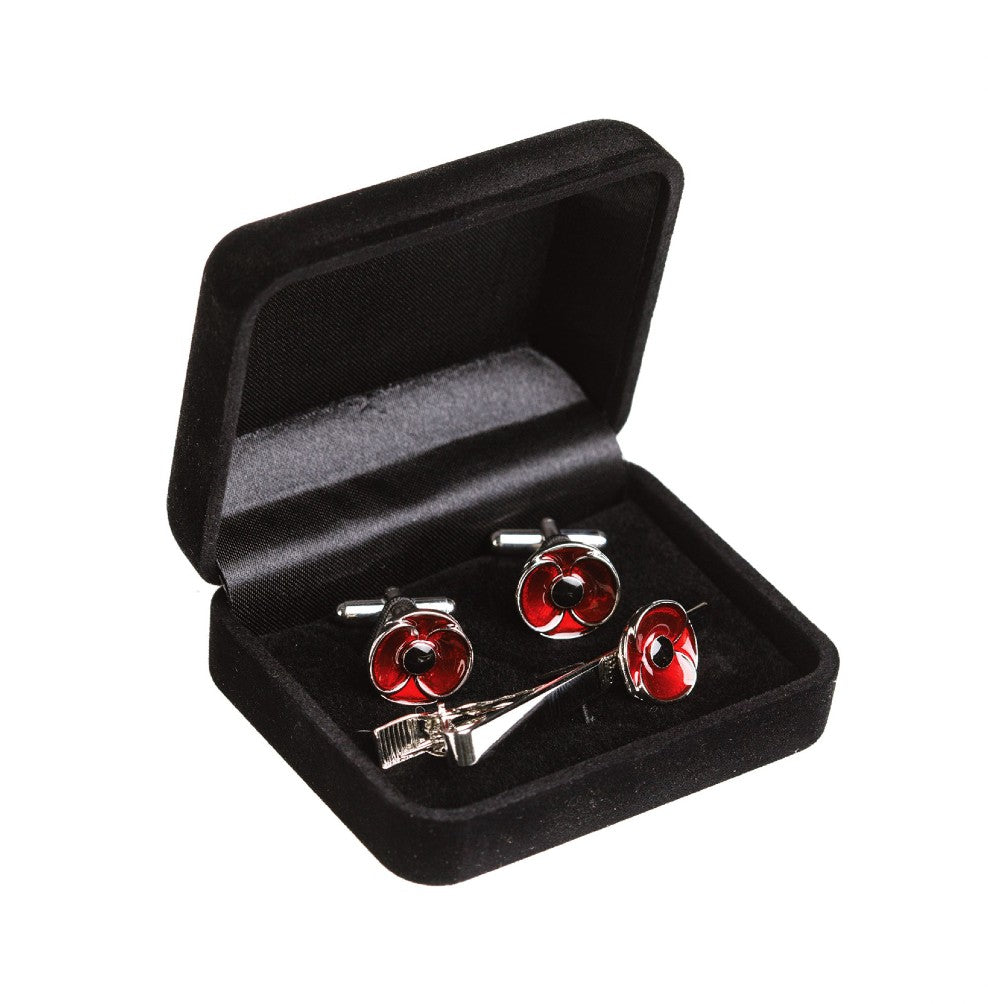 POPPY TIE BAR & CUFFLINK SET