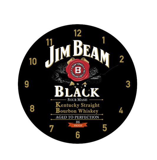 JIM BEAM BLACK GLASS CLOCK