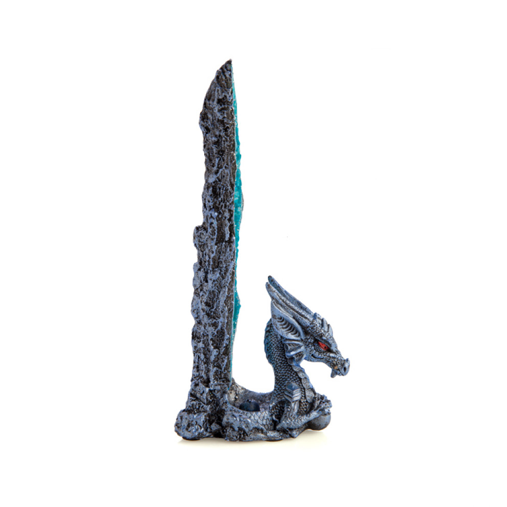BLUE STANDING CRYSTAL DRAGON INCENSE BURNER