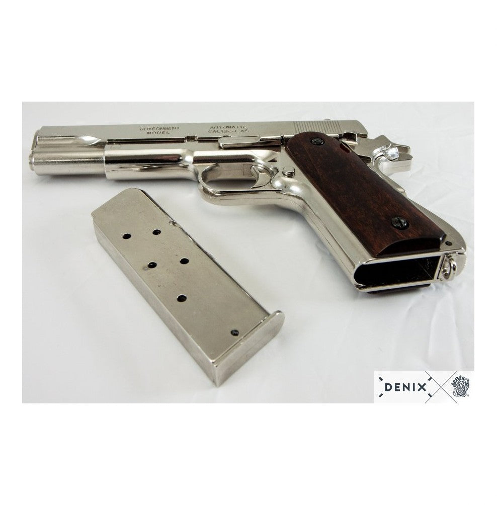 COLT 45 GOVERNMENT NICKEL WOOD HANDLE