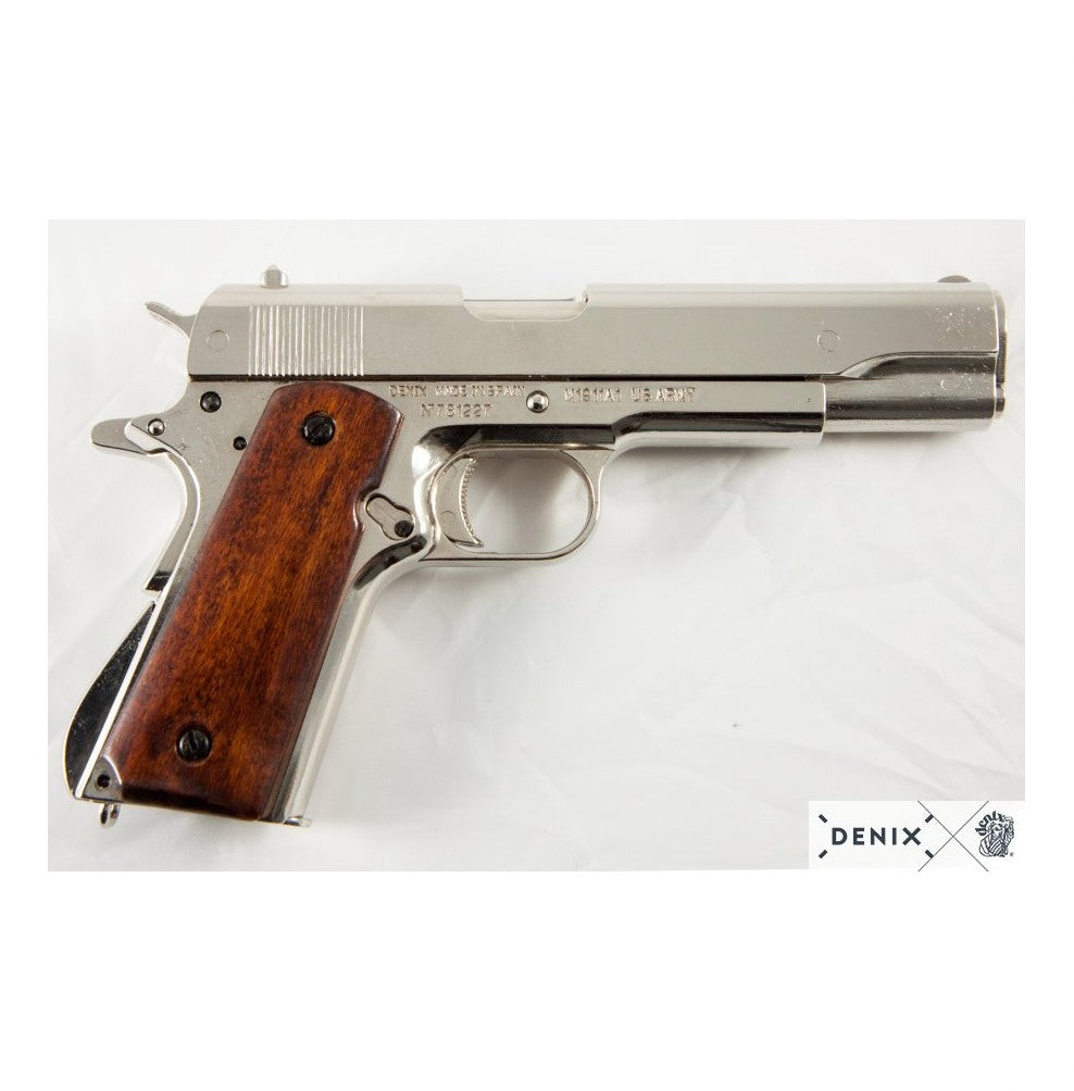 COLT 45 GOVERNMENT NICKEL WOOD HANDLE