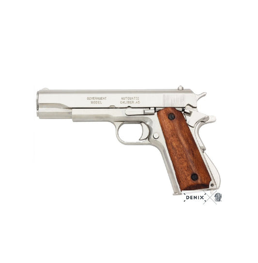 COLT 45 GOVERNMENT NICKEL WOOD HANDLE