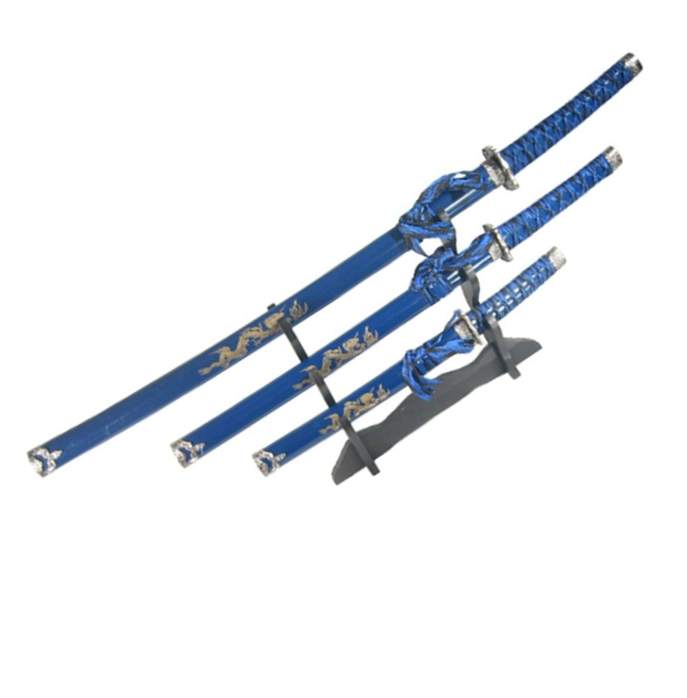 3 PCE KATANA SWORD SET BLUE