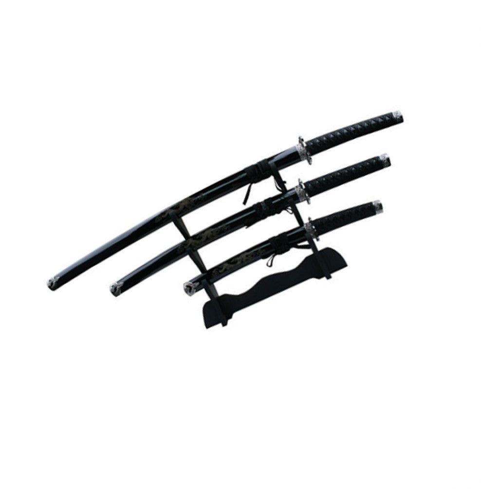 3 PCE KATANA SWORD SET BLACK