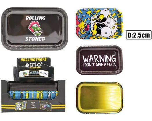 ASSORTED METAL ROLLING TRAY SMALL