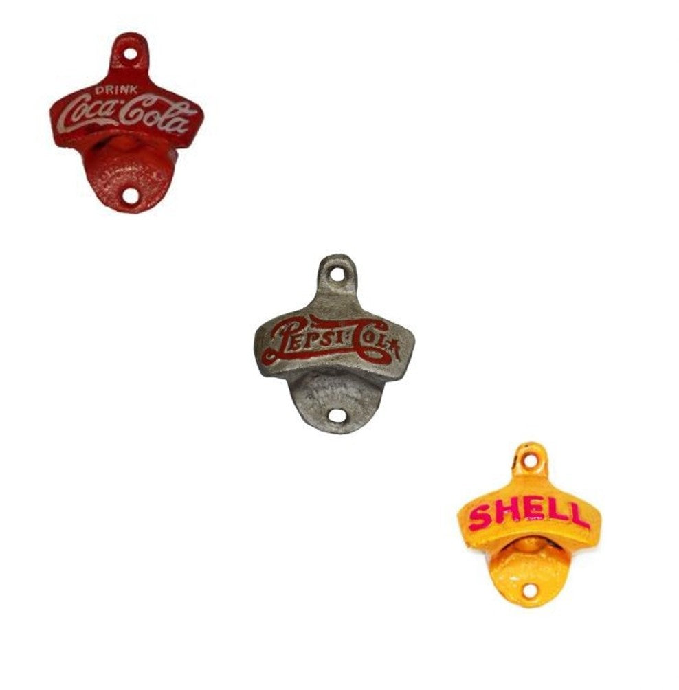 ASSORTED WALL MOUNTED CAST BOTTLE OPENER