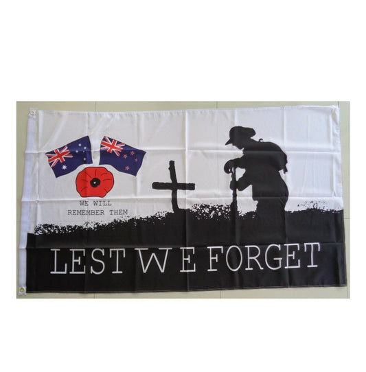 LEST WE FORGET FLAG 2 FLAGS