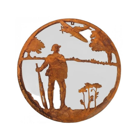 LEST WE FORGET ROUND METAL SIGN