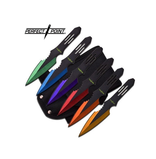 PERFECT POINT 6 COLOUR THROWING KNIVES