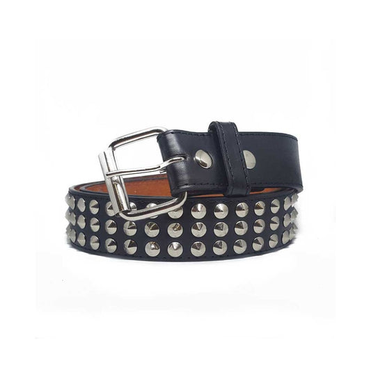 STUDDED CONICAL LEATHER BELT