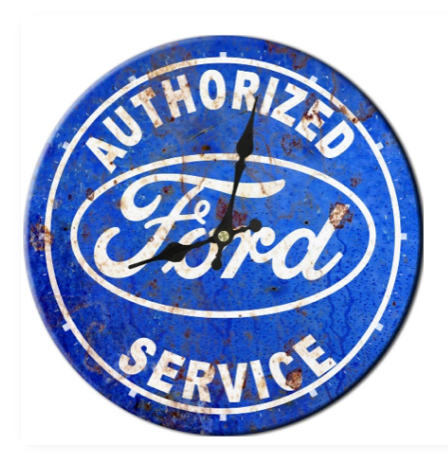 FORD ROUND METAL CLOCK