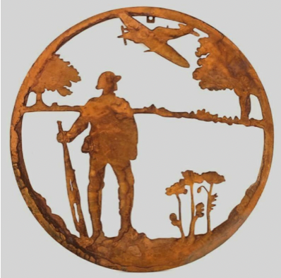 LEST WE FORGET ROUND METAL SIGN