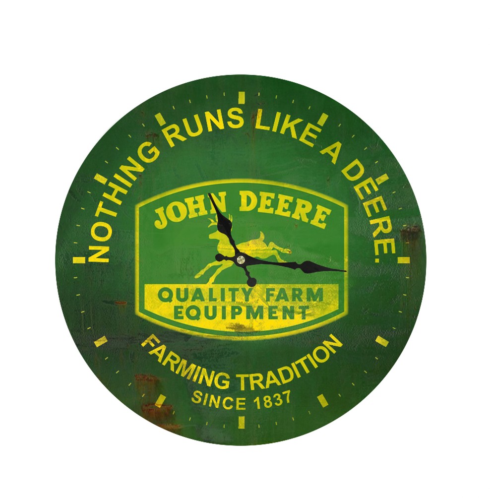 JOHN DEERE ROUND METAL CLOCK