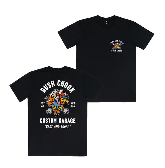 BUSH CHOOK T-SHIRT CUSTOM GARAGE