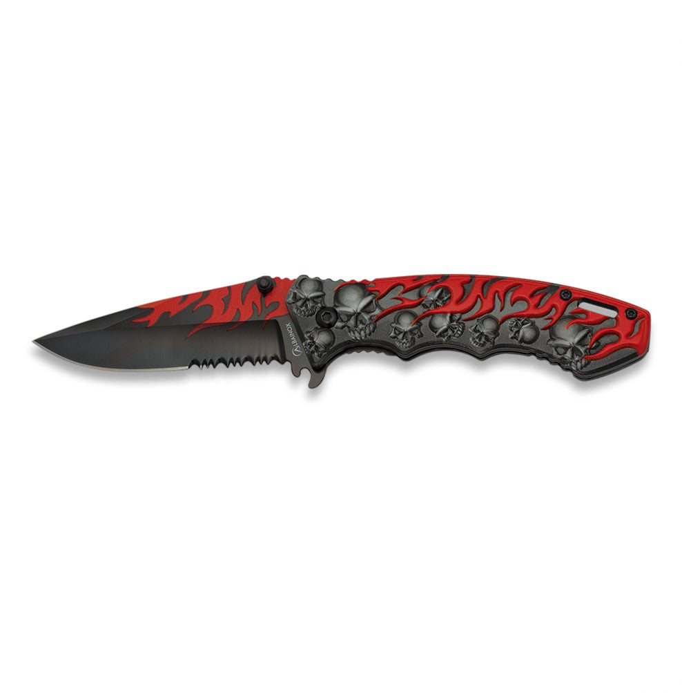 SKULL WITH FLAMES POCKET KNIFE