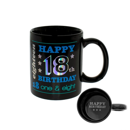 BLACK HOLOGRAPHIC BIRTHDAY MUG