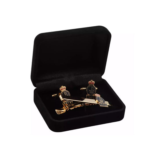 NAVY TIE BAR & CUFFLINK SET