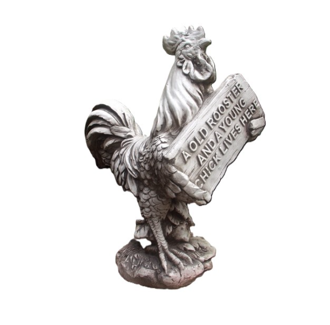 OLD ROOSTER YOUNG CHICK STATUE