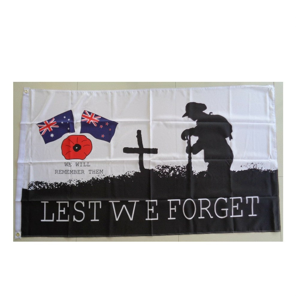 LEST WE FORGET FLAG 2 FLAGS