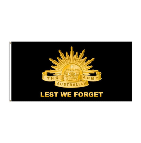LEST WE FORGET FLAG BLACK GOLD