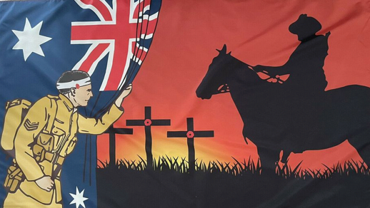 LEST WE FORGET FLAG SOLDIER